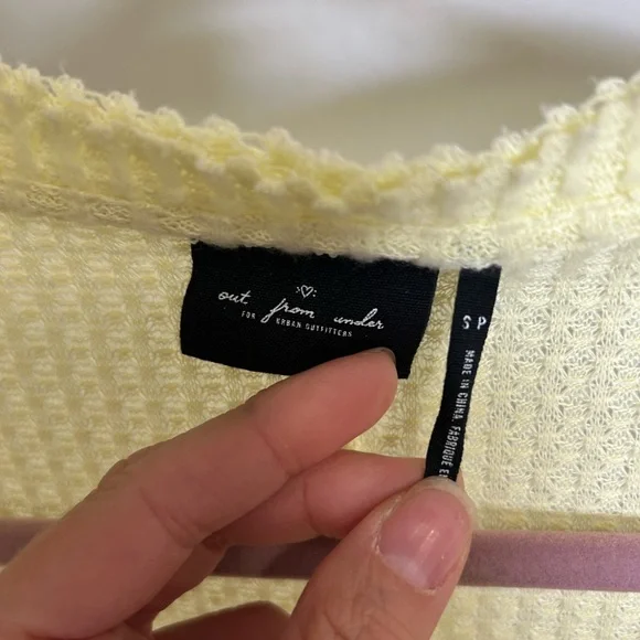 Urban Outfitters Yellow Out From Under Jojo Oversized Waffle Knit Button Down - Picture 5 of 6